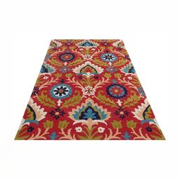 IMRA CARPET Red Ethnic Motifs Anti-Skid Woollen Carpet-picture-17