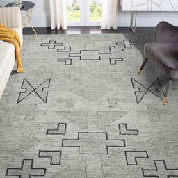 saraswatii global Grey & Black Geometric Printed Woollen Rectangular Carpet-8