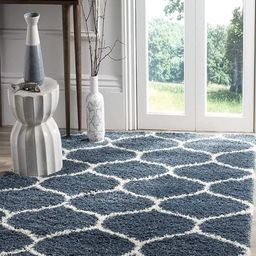 IMRA CARPET Blue & White Ethnic Motifs Printed Shaggy Carpet-picture-29