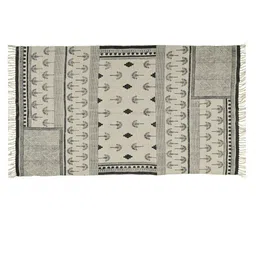 Art Avenue Beige & Black Ethnic Motifs Printed Cotton Carpet-image-50