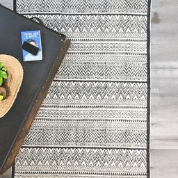 Art Avenue White & Black Ethnic Motifs Printed Cotton Rectangular Carpet-33
