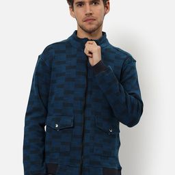 Campus Sutra Men Blue Checked Windcheater Outdoor Bomber Jacket-image-42