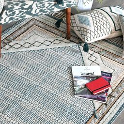 Art Avenue White & Cream-Coloured Printed Cotton Carpet-2