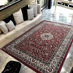 IMRA CARPET Maroon Floral Handmade Woollen Carpet-image-24