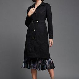 Miss Chase Women Black Lightweight Longline Overcoat-44