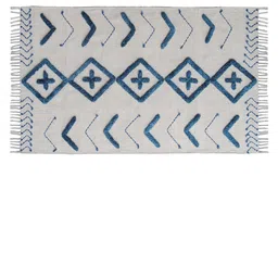 Art Avenue White & Blue Traditional Cotton Carpet-picture-33