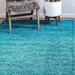 AaHo Decor Blue Woolen Shaggy Carpets-image-53