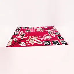 SANA CARPET Red & Beige Floral Printed Anti-Skid Carpet-16