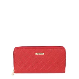 Metro Women Red & Gold-Toned Checked Zip Around Wallet-image-29