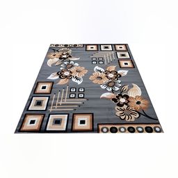 SANA CARPET Grey & Cream Floral Printed Anti-Skid Silk Carpet-image-69