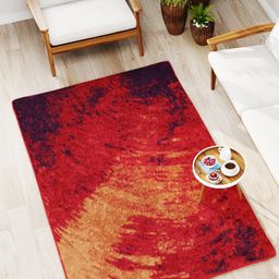 BIANCA Red Soft Fluffy Area Rug Carpet With Non-Slip Rubber Backing-66