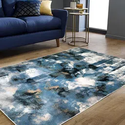 Sapana Carpet-Mats Rio Blue & White Printed Anti Skid Rectangle Contemporary Carpet-image-35