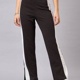 The Roadster Lifestyle Co. Black Women Colourblocked Classic Wrinkle Free Trouser-image-0