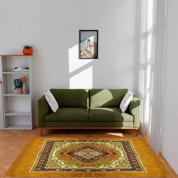 Kuber Industries Gold-Toned Ethnic Motifs Water Resistant Carpet-picture-32