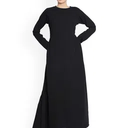 MUSHKIYA Round Neck A Line Abaya With Side Pocket Burqas-55