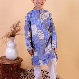 UNBIND Boys Printed Regular Pure Cotton Kurta with Pyjamas-48
