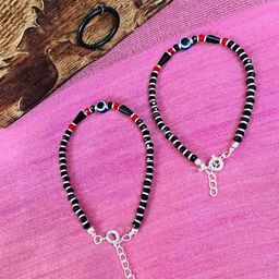 Arte Jewels Kids 92.5 Sterling Silver Beaded Anklets-image-30