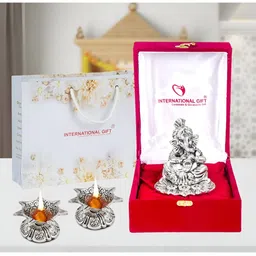 INTERNATIONAL GIFT Grey & Red Ganesh Idol With Shehanais  Gift Sets-picture-9