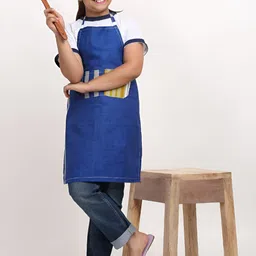 Arrabi Kids Blue & White Printed Aprons With Pockets-27