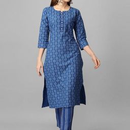 FASHIRE Women Ethnic Motifs Printed Regular Pure Cotton Kurta with Trousers-image-20