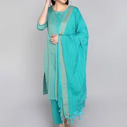 FASHIRE Women Regular Pure Cotton Kurta with Trousers & With Dupatta-3