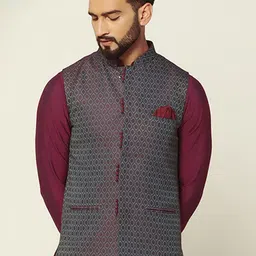 KISAH Men Woven Design Nehru Jackets-38