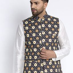 Benstoke Men Multi-Coloured Woven-Design Nehru Jackets-20