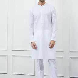 See Designs Striped Embroidered Regular Thread Work Pure Cotton Kurta With Pyjamas-picture-14