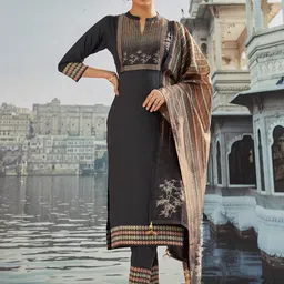 WOMEN PLUS Ethnic Motifs Printed Regular Kurta With Trousers & Dupatta-picture-0