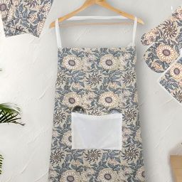 Texstylers Grey & Beige 5 Pieces Floral Printed Pure Cotton Kitchen Linen Set-20