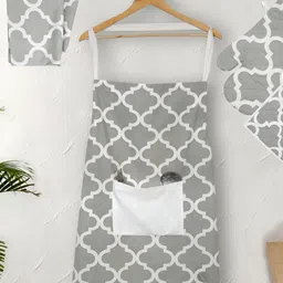 Texstylers Grey & White 5 Pieces Geometric-Printed Kitchen Linen Sets-20