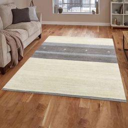 saraswatii global Cream Striped Woollen Carpets-24