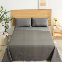 JC HOME Grey Single Bedsheet with 2 Pillow Covers-image-86