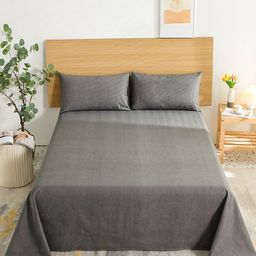 JC HOME Grey Solid King Bedsheet-image-102