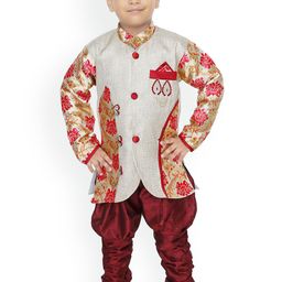 BAESD Boys Ethnic Motifs Woven Design Sherwani With Jodhpuri Pants-13