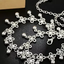 OOMPH Set Of 2 Silver-Plated Stone-Studded Anklets-67