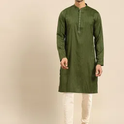 Amodh by Kisah Men Striped Mandarin collar Kurta with Churidar-picture-40
