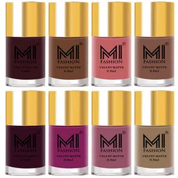 MI FASHION Set of 8 Velvet Matte Long Lasting Nail Polish 9.9 ml Each-Wine 03 - Nude 34 - Rose 35 - Dark Nude 36 - Wine 37 - Plum 38 - Rose 39 - Skin Nude 44-image-32