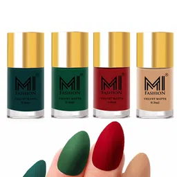 MI FASHION Set of 4 Velvet Matte Long Lasting Vegan Nail Polish - 9.9 ml each-image-72