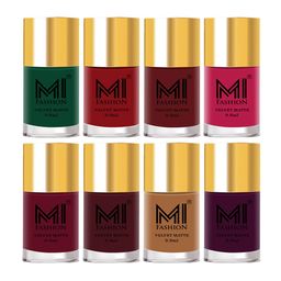 MI FASHION Set Of 8 Velvet Matte Long Lasting Nail Polish - 9.9ml Each-image-95