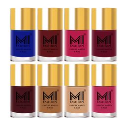 MI FASHION Set Of 8 Velvet Matte Long Lasting Nail Polish - 9.9ml Each-image-43