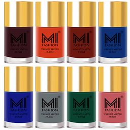 MI FASHION Set of 8 Velvet Matte Long-Lasting Vegan Nail Polish - 9.9ml each-image-92