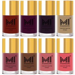 MI FASHION Set of 8 Velvet Matte Long Lasting Vegan Nail Polish - 9.9 ml each-image-76