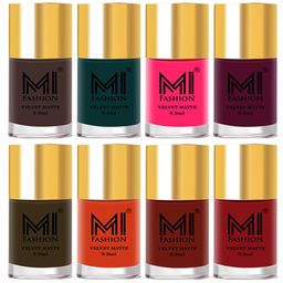 MI FASHION Set of 8 Velvet Matte Long-Lasting Vegan Nail Polish - 9.9ml each-image-65