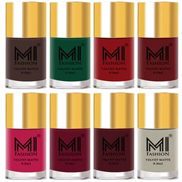 MI FASHION Set of 8 Velvet Matte Long-Lasting Vegan Nail Polish - 9.9ml each-image-62