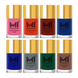 MI FASHION Set of 8 Velvet Matte Long Lasting Vegan Nail Polish - 9.9 ml each-21