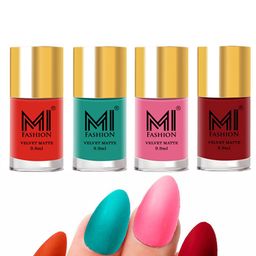 MI FASHION Set of 4 Velvet Matte Long Lasting Vegan Nail Polish - 9.9 ml each-40