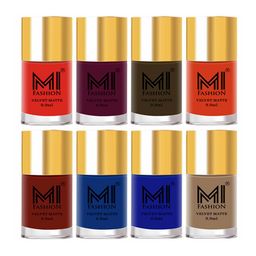 MI FASHION Set Of 8 Velvet Matte Long Lasting Nail Polish - 9.9ml Each-image-38