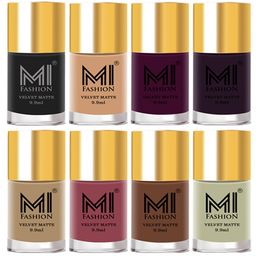 MI FASHION Set of 8 Velvet Matte Long Lasting Nail Polish - 9.9 ml Each-image-98
