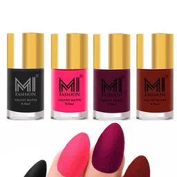 MI FASHION Set of 4 Velvet Matte Long Lasting Vegan Nail Polish - 9.9 ml each-image-76